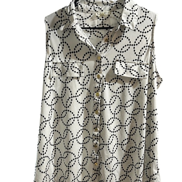 Indigo Rose Black and Gray Sleeveless Notched Collar Shirt size 2x - Picture 1 of 5